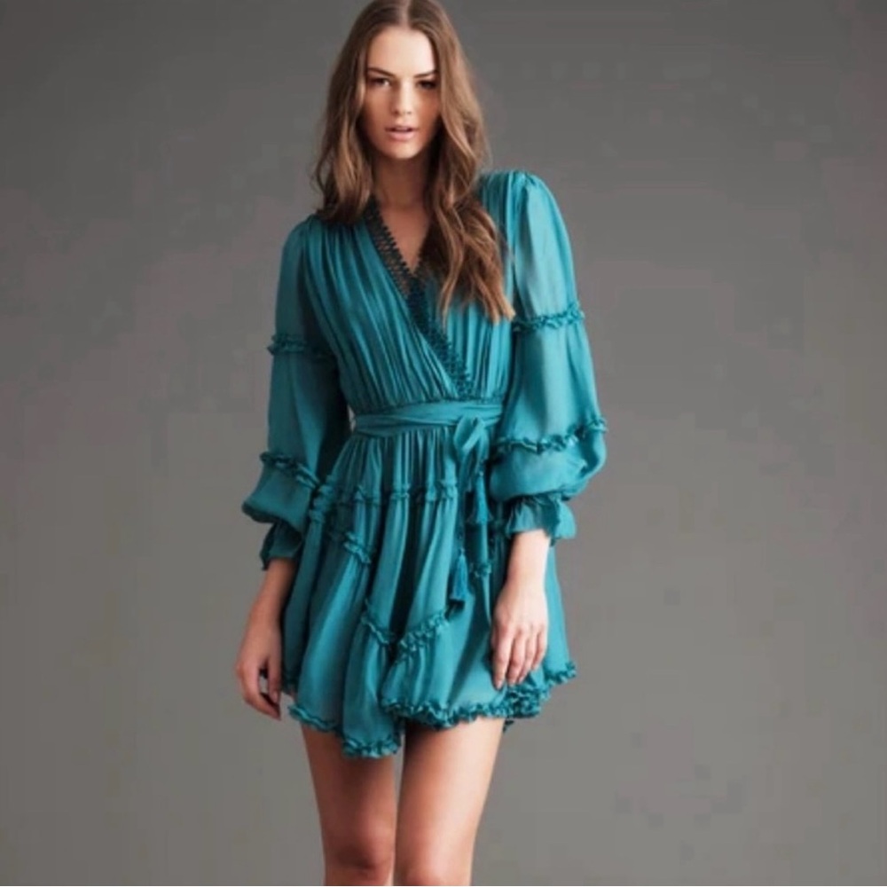 Haute Hippie Teal Silk Boho Chic Dress